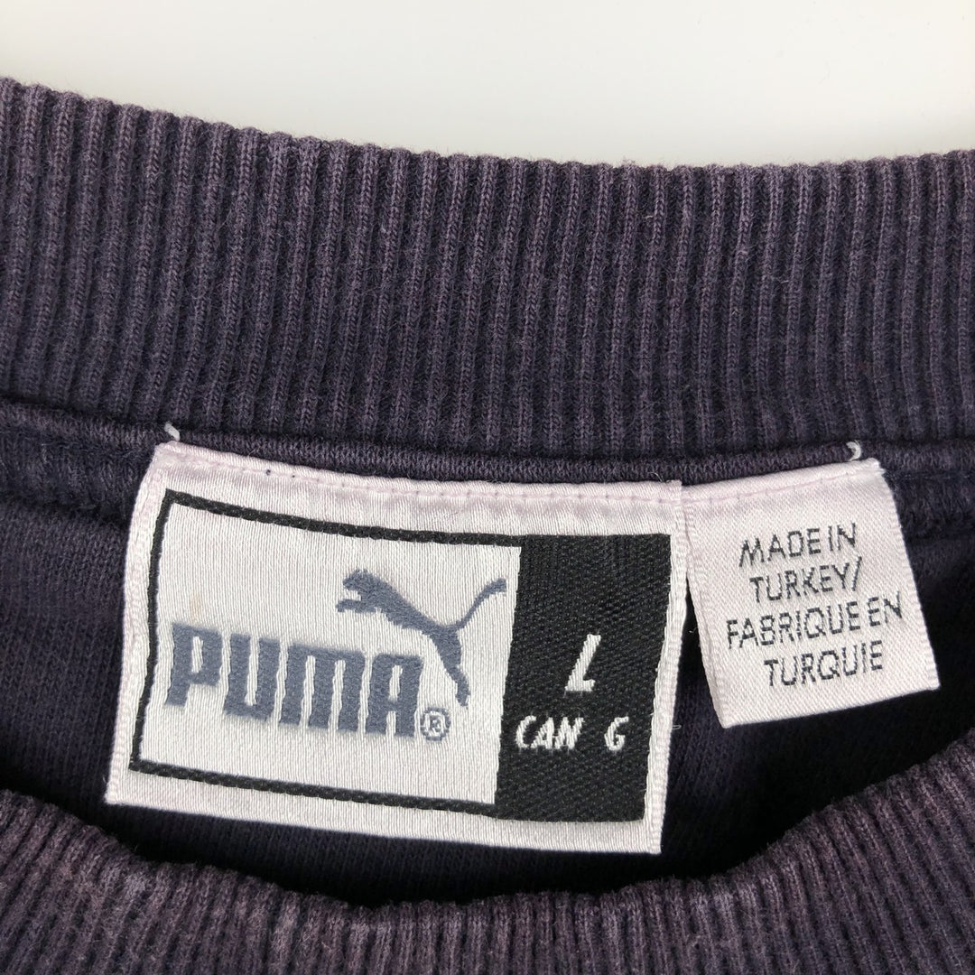 PUMA logo sweatshirt, men's size L cotton navy blue type Vintage Second Hand