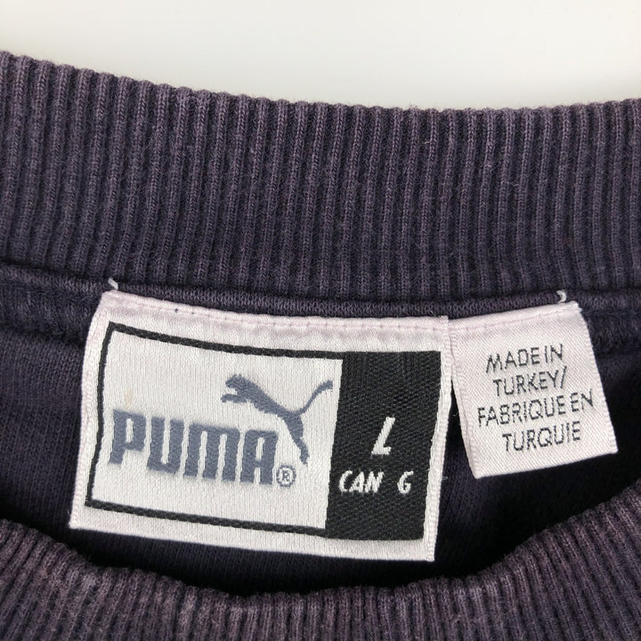 PUMA logo sweatshirt, men's size L cotton navy blue type Vintage Second Hand