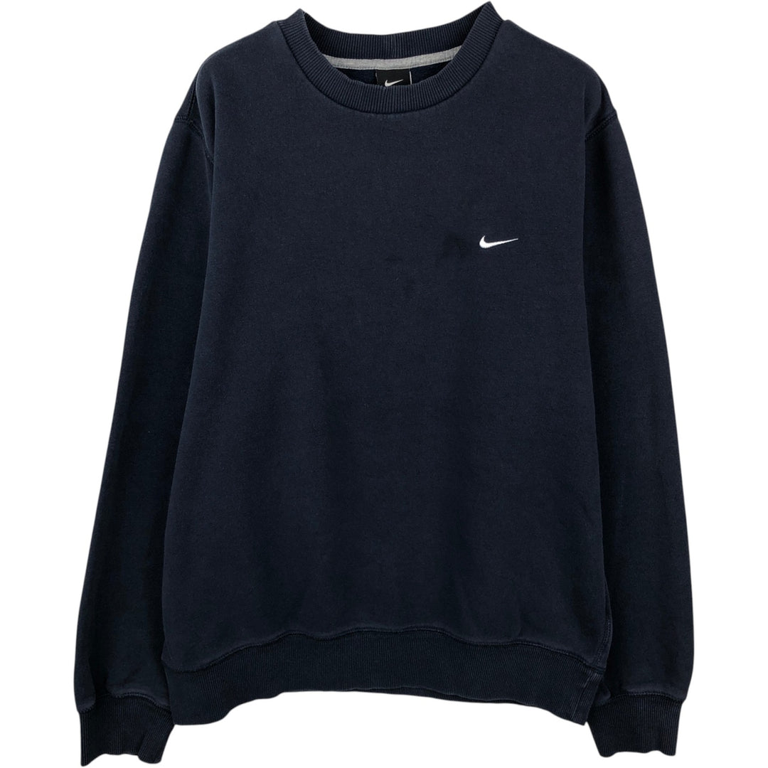Nike One Point Logo Sweatshirt, Trainer, Men's Size L cotton navy blue type Vintage Second Hand