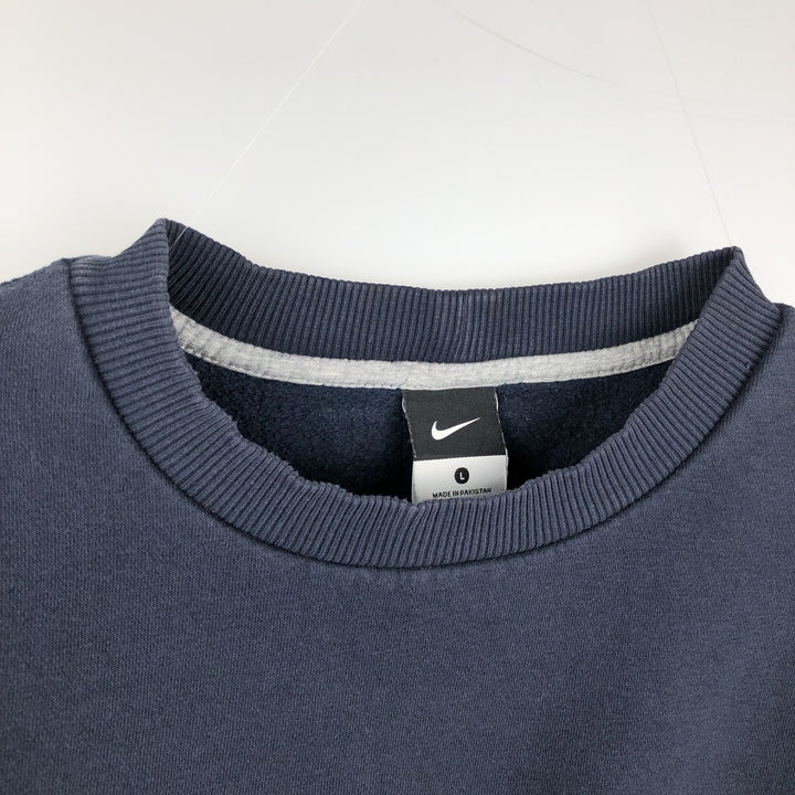 Nike One Point Logo Sweatshirt, Trainer, Men's Size L cotton navy blue type Vintage Second Hand