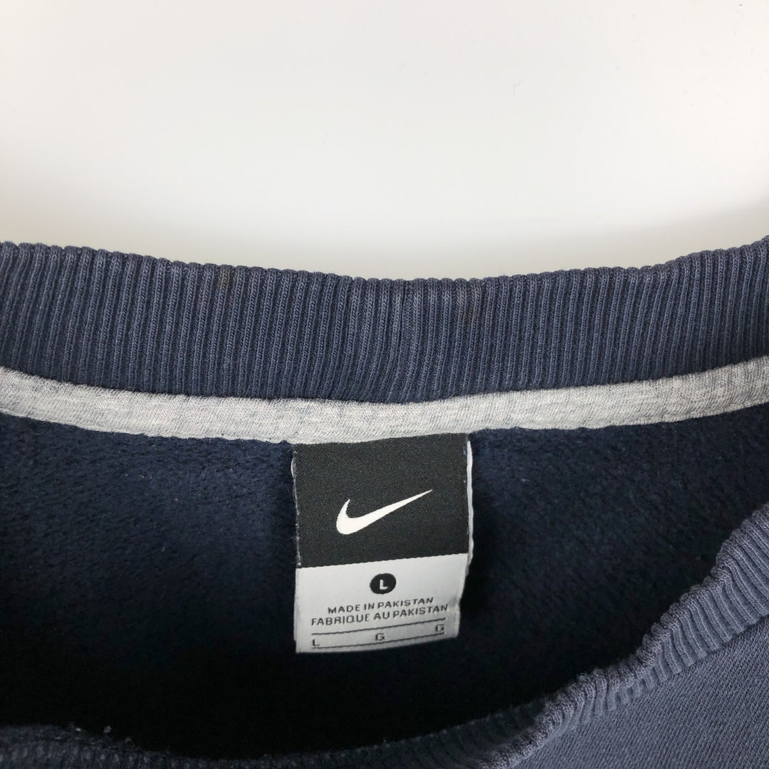 Nike One Point Logo Sweatshirt, Trainer, Men's Size L cotton navy blue type Vintage Second Hand