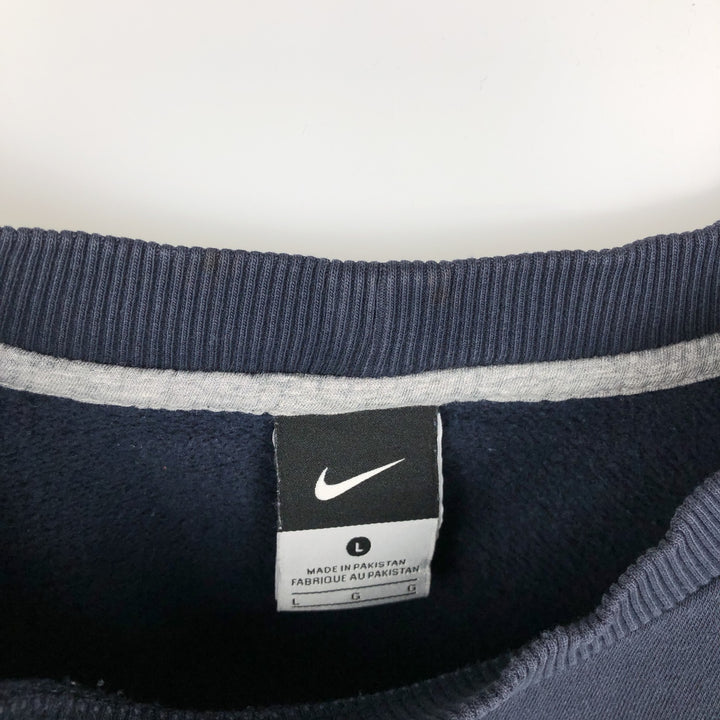 Nike One Point Logo Sweatshirt, Trainer, Men's Size L cotton navy blue type Vintage Second Hand