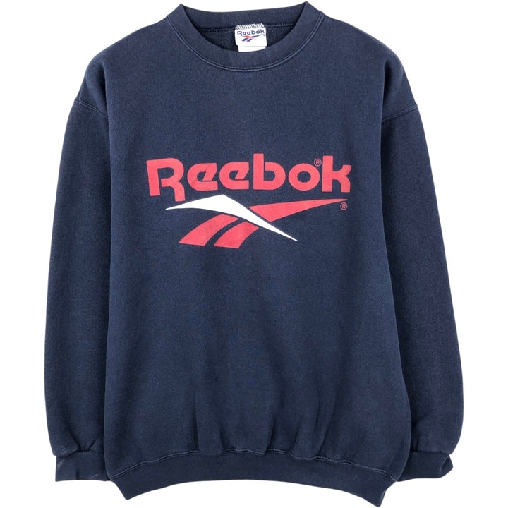 90'S Reebok Logo Sweatshirt, Made in USA, Men's Size L, Vintage cotton navy blue type Vintage Second Hand