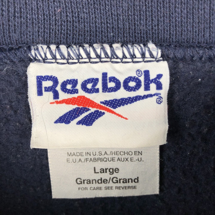 90'S Reebok Logo Sweatshirt, Made in USA, Men's Size L, Vintage cotton navy blue type Vintage Second Hand