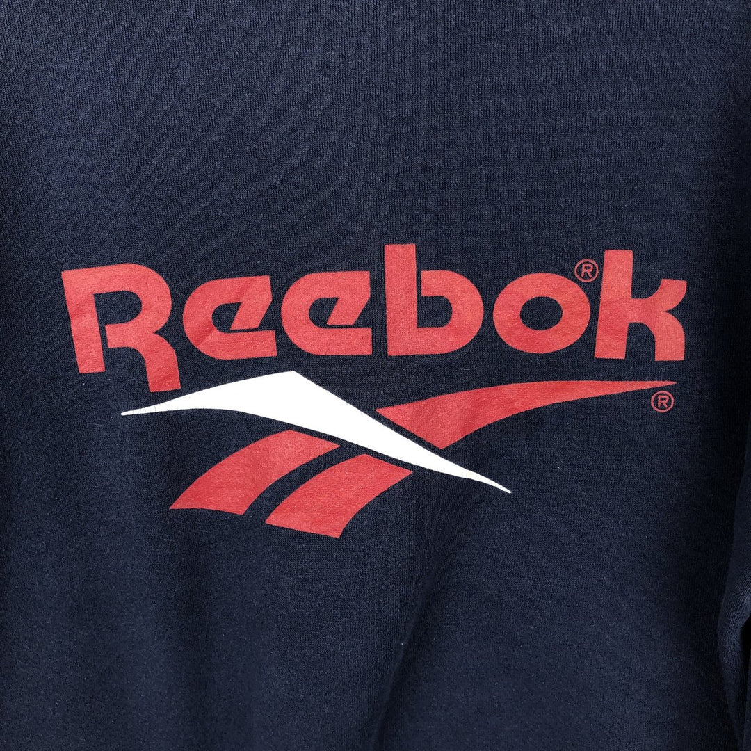 90'S Reebok Logo Sweatshirt, Made in USA, Men's Size L, Vintage cotton navy blue type Vintage Second Hand