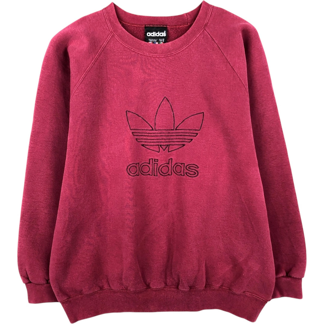 80s-90'S Adidas Trefoil Logo Sweatshirt, Made in USA, Men's Size M (approx.), Vintage cotton red type Vintage Second Hand
