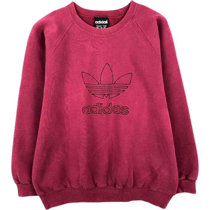 80s-90'S Adidas Trefoil Logo Sweatshirt, Made in USA, Men's Size M (approx.), Vintage cotton red type Vintage Second Hand