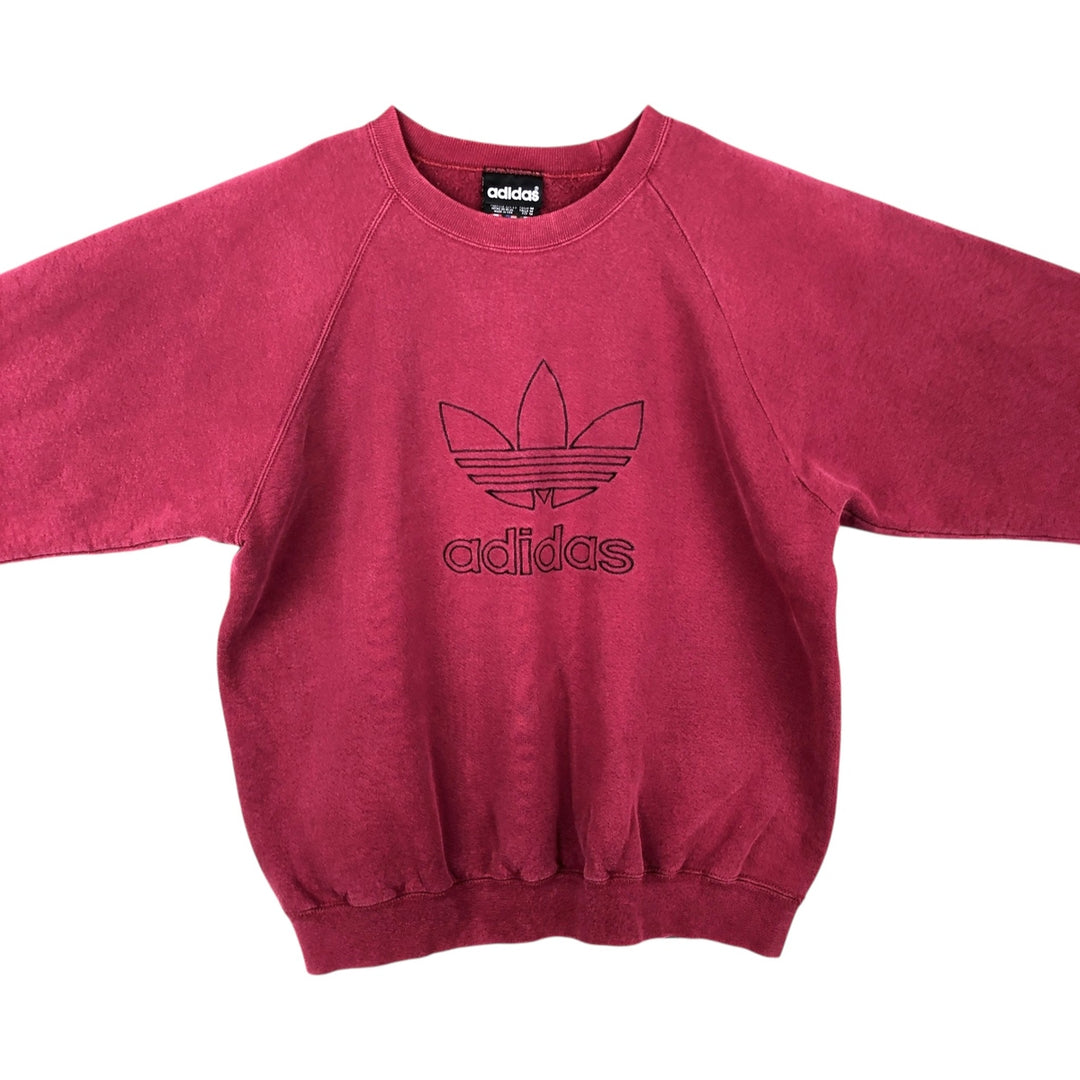 80s-90'S Adidas Trefoil Logo Sweatshirt, Made in USA, Men's Size M (approx.), Vintage cotton red type Vintage Second Hand
