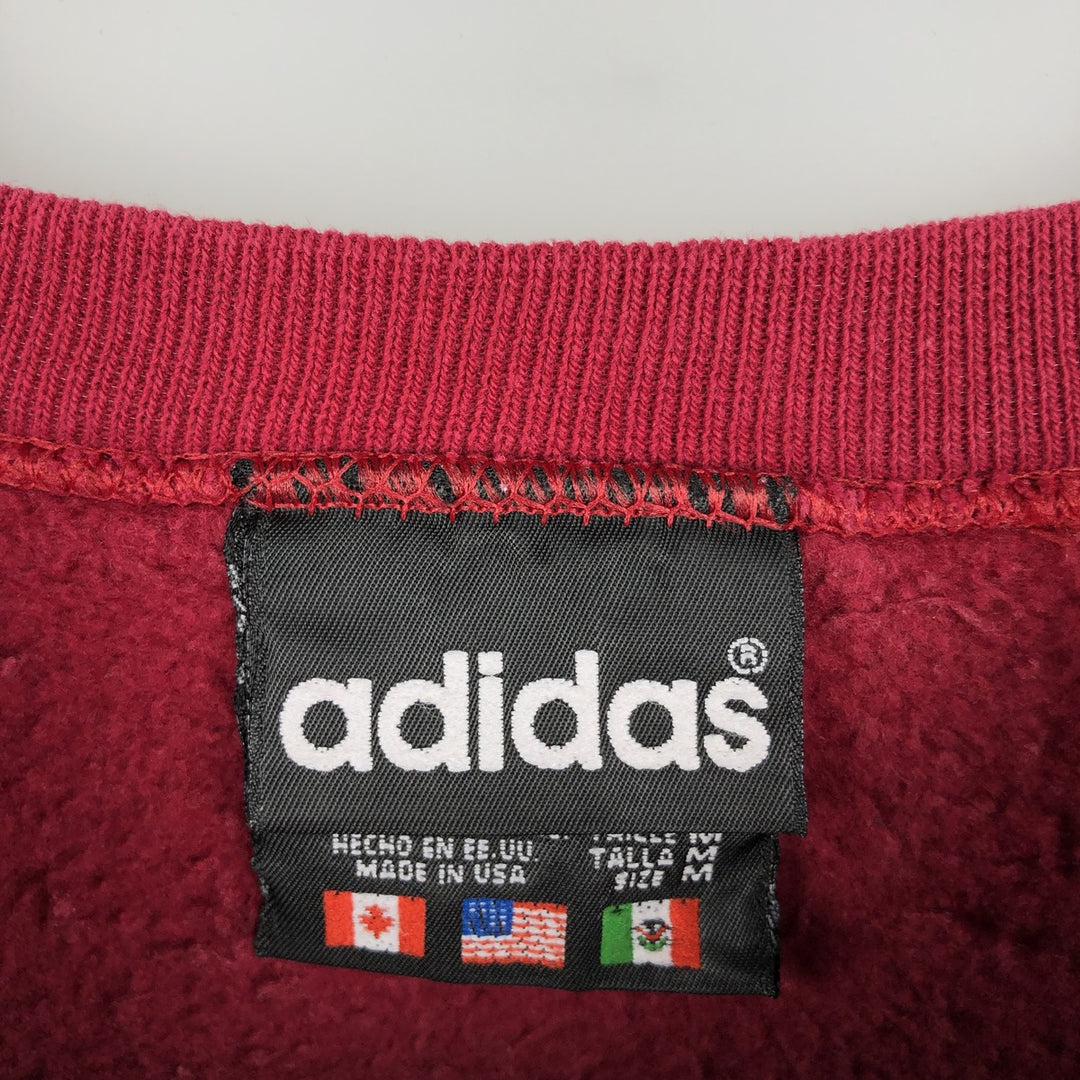80s-90'S Adidas Trefoil Logo Sweatshirt, Made in USA, Men's Size M (approx.), Vintage cotton red type Vintage Second Hand