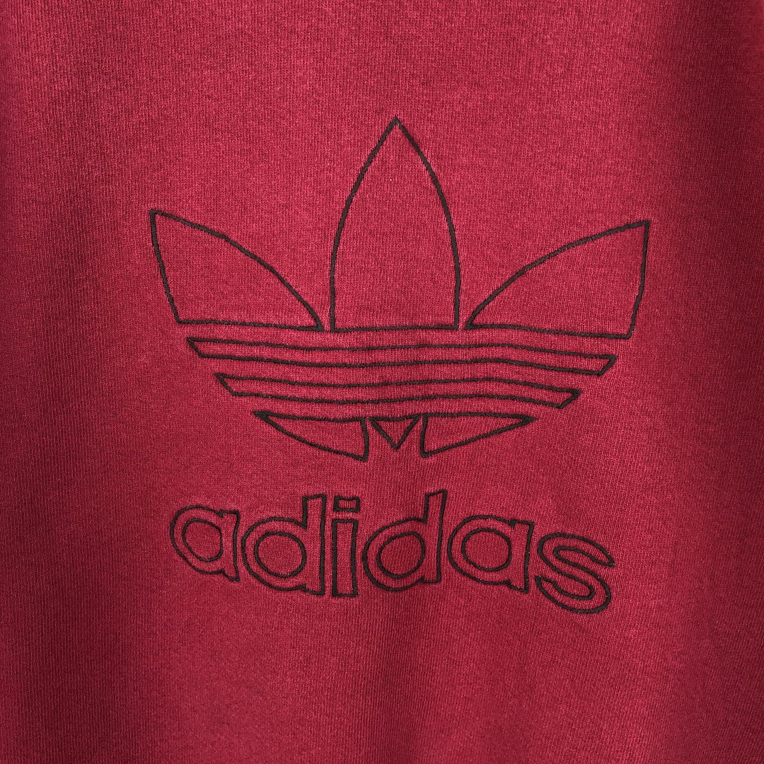 80s-90'S Adidas Trefoil Logo Sweatshirt, Made in USA, Men's Size M (approx.), Vintage cotton red type Vintage Second Hand