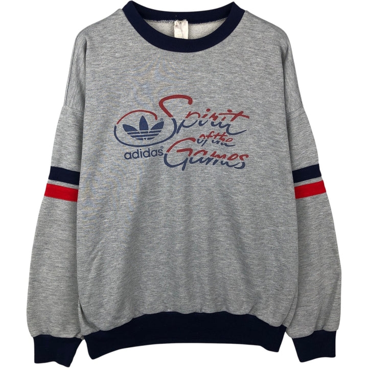 Vintage 80s-90'S Adidas logo sweatshirt, size L, men's unclear gray type Vintage Second Hand