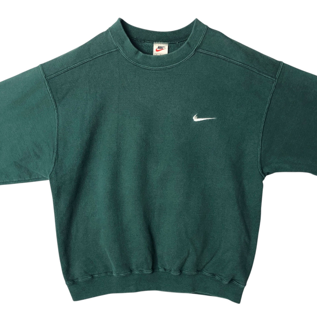90'S Nike One Point Logo Sweatshirt, Men's M Size, Vintage cotton Green type dark green Vintage Second Hand