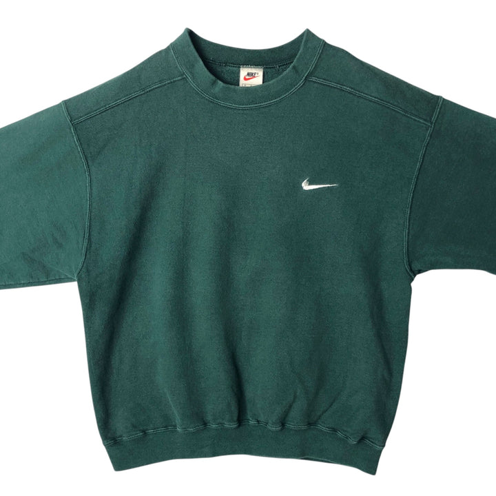 90'S Nike One Point Logo Sweatshirt, Men's M Size, Vintage cotton Green type dark green Vintage Second Hand