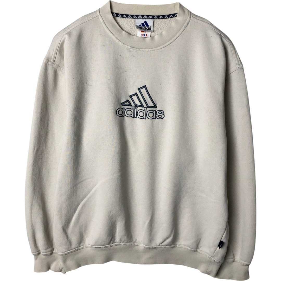 90'S Adidas logo sweatshirt, made in Indonesia, men's size L equivalent, vintage. cotton white type Vintage Second Hand