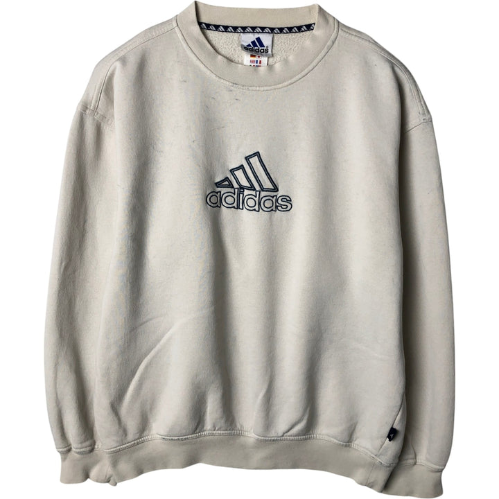 90'S Adidas logo sweatshirt, made in Indonesia, men's size L equivalent, vintage. cotton white type Vintage Second Hand