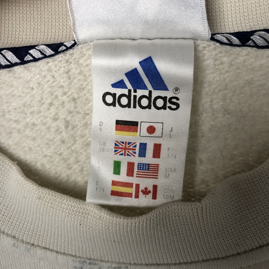 90'S Adidas logo sweatshirt, made in Indonesia, men's size L equivalent, vintage. cotton white type Vintage Second Hand