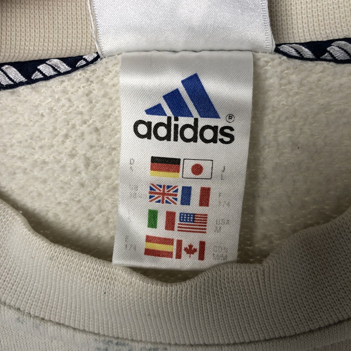 90'S Adidas logo sweatshirt, made in Indonesia, men's size L equivalent, vintage. cotton white type Vintage Second Hand