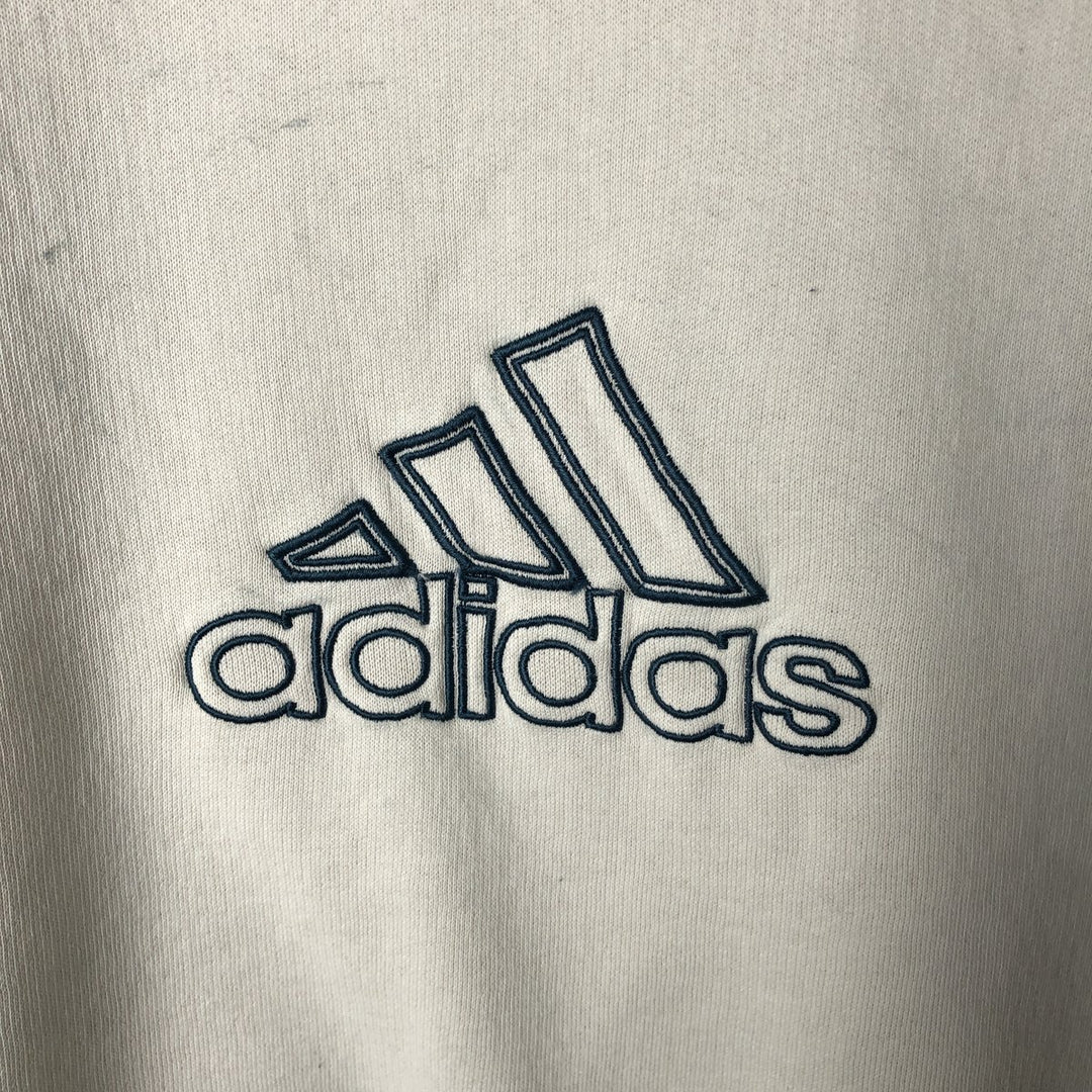 90'S Adidas logo sweatshirt, made in Indonesia, men's size L equivalent, vintage. cotton white type Vintage Second Hand