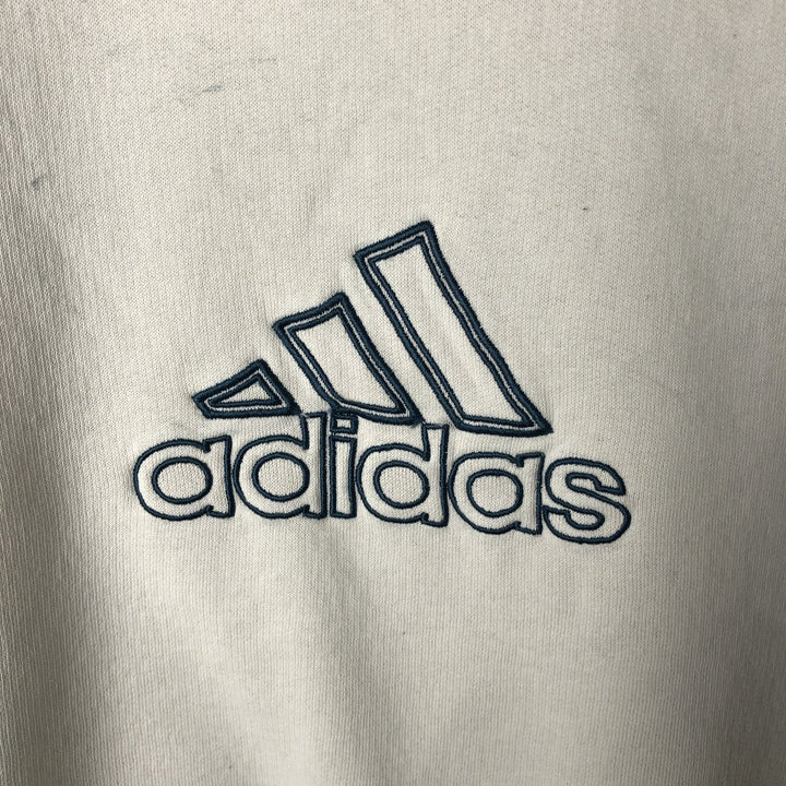 90'S Adidas logo sweatshirt, made in Indonesia, men's size L equivalent, vintage. cotton white type Vintage Second Hand