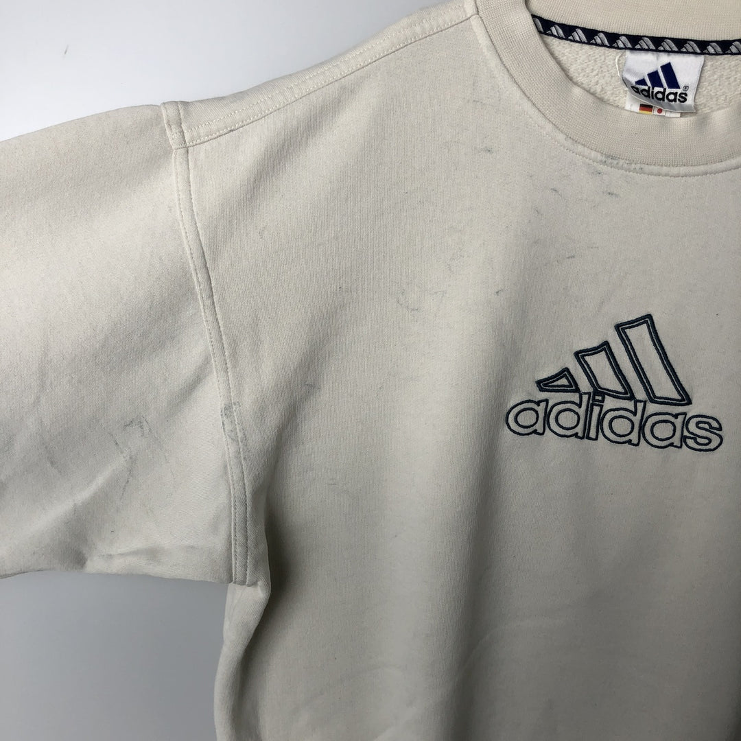 90'S Adidas logo sweatshirt, made in Indonesia, men's size L equivalent, vintage. cotton white type Vintage Second Hand