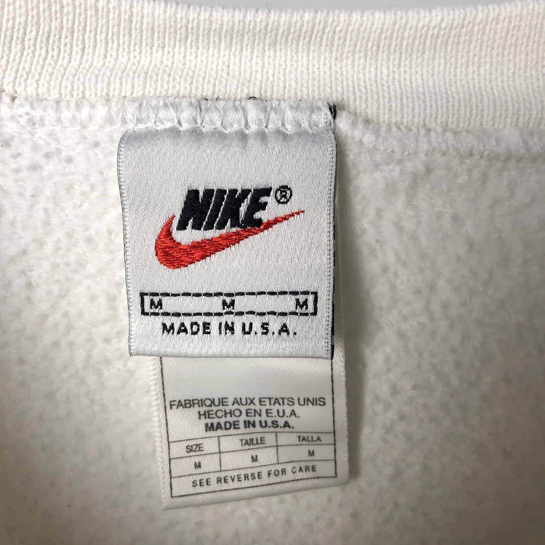 Vintage 90'S Nike One-Point Logo Sweatshirt, Made in USA, Men's Size Medium cotton white type Vintage Second Hand