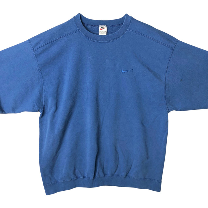 90'S Nike One Point Logo Sweatshirt Trainer Made in USA Men's XL Vintage cotton blue type Vintage Second Hand