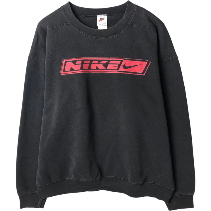 90'S Nike Logo Sweatshirt, Made in USA, Men's L Size, Vintage cotton black type Vintage Second Hand