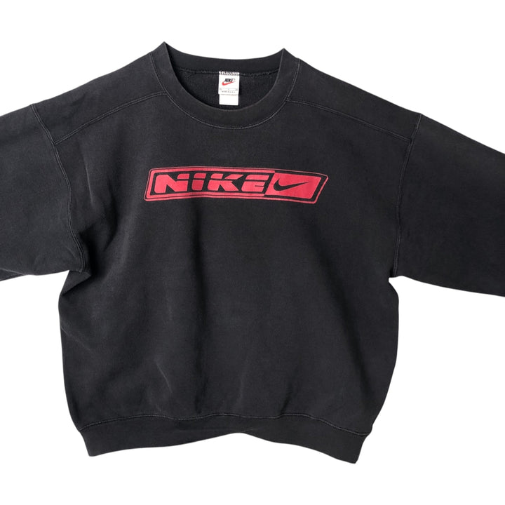 90'S Nike Logo Sweatshirt, Made in USA, Men's L Size, Vintage cotton black type Vintage Second Hand