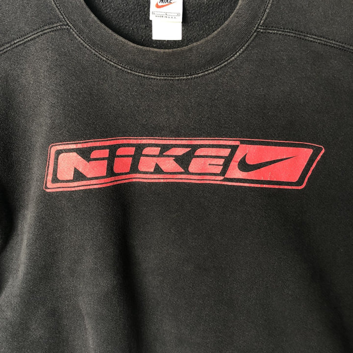90'S Nike Logo Sweatshirt, Made in USA, Men's L Size, Vintage cotton black type Vintage Second Hand