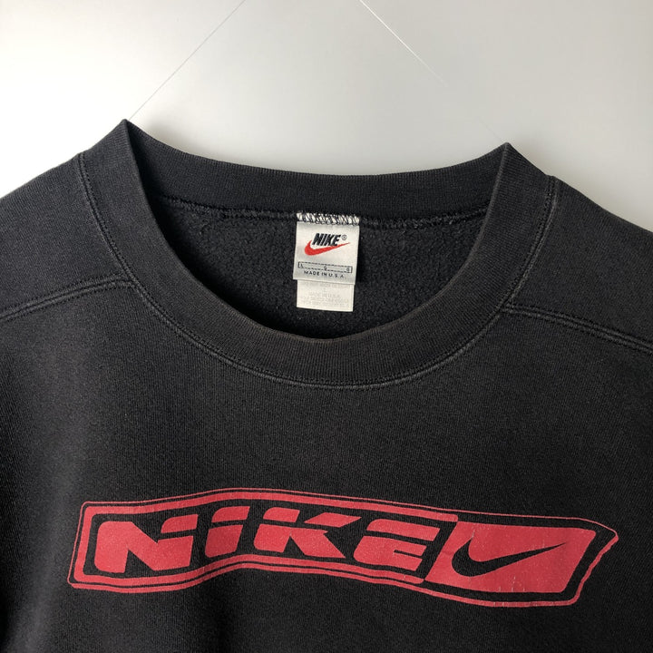 90'S Nike Logo Sweatshirt, Made in USA, Men's L Size, Vintage cotton black type Vintage Second Hand