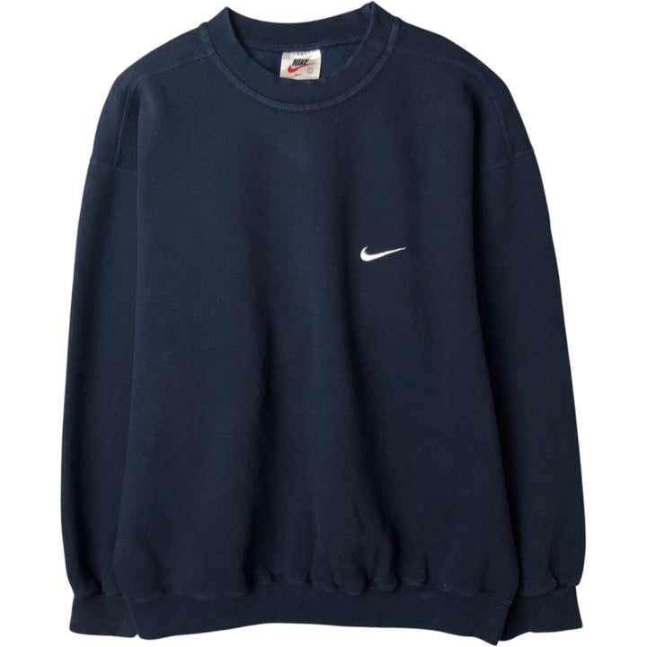 90'S Nike One Point Logo Sweatshirt Trainer Made in USA Men's L Size Vintage cotton navy blue type Vintage Second Hand