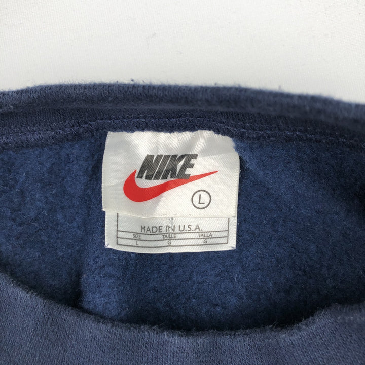 90'S Nike One Point Logo Sweatshirt Trainer Made in USA Men's L Size Vintage cotton navy blue type Vintage Second Hand