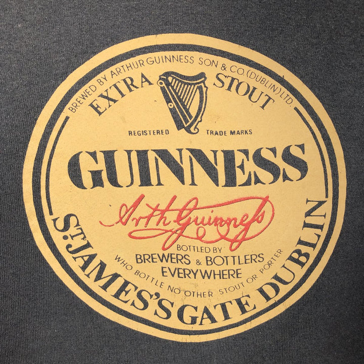 90'S Guinness Beer Advertising Sweatshirt, Men's Size L (approx.), Vintage cotton black type Vintage Second Hand