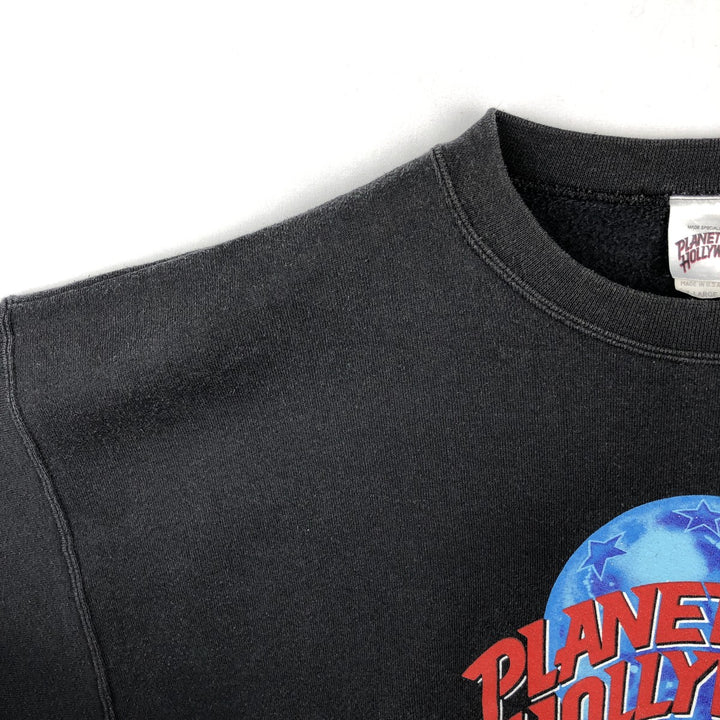 90'S Planet Hollywood Advertising Sweatshirt, Made in USA, Men's XL, Vintage cotton black type Vintage Second Hand