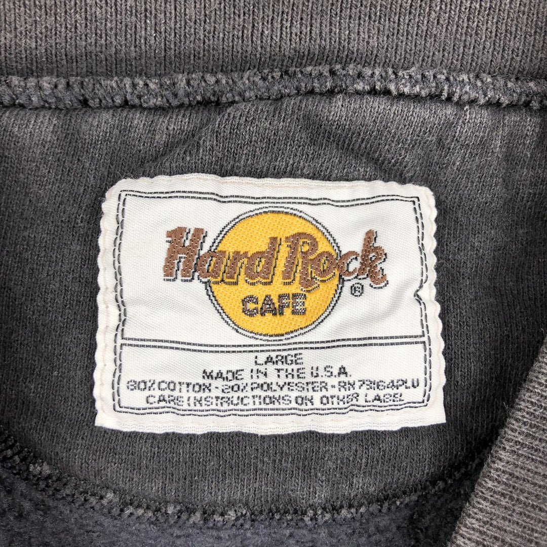 90'S Hard Rock Cafe Advertising Sweatshirt, Made in USA, Men's L, Vintage cotton Charcoal Vintage Second Hand