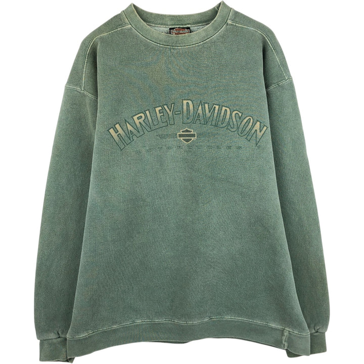 Harley-Davidson Advertising Sweatshirt, Made in USA, Men's XL cotton Khaki type sage green Vintage Second Hand