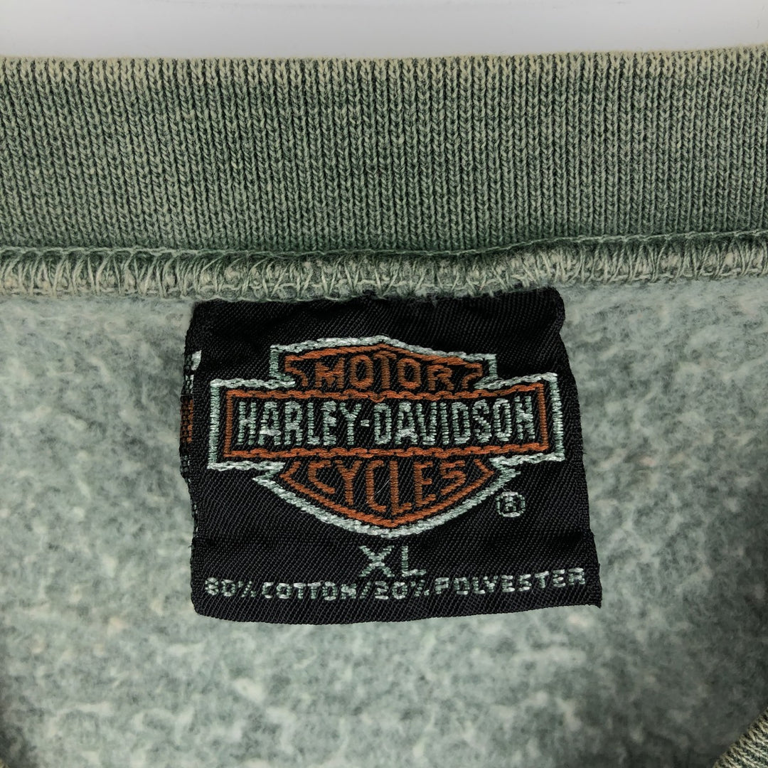 Harley-Davidson Advertising Sweatshirt, Made in USA, Men's XL cotton Khaki type sage green Vintage Second Hand