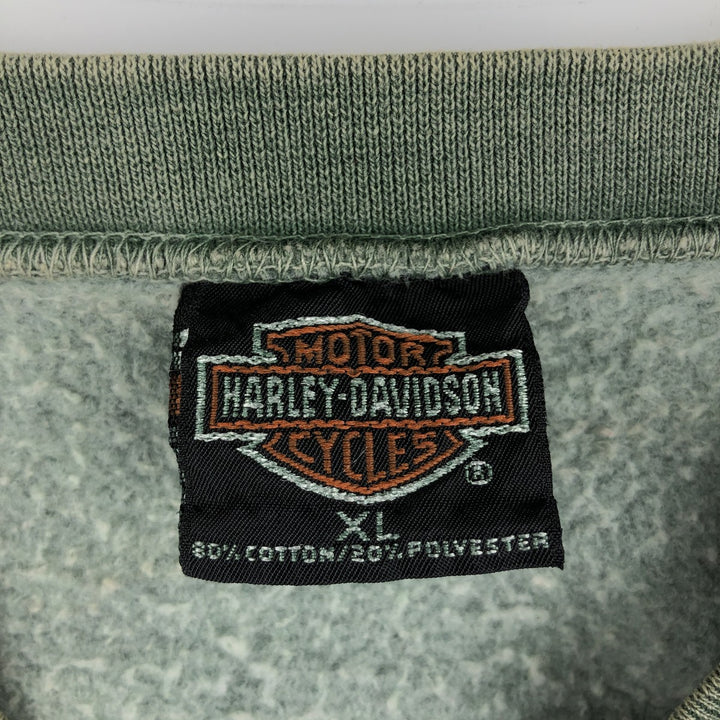 Harley-Davidson Advertising Sweatshirt, Made in USA, Men's XL cotton Khaki type sage green Vintage Second Hand