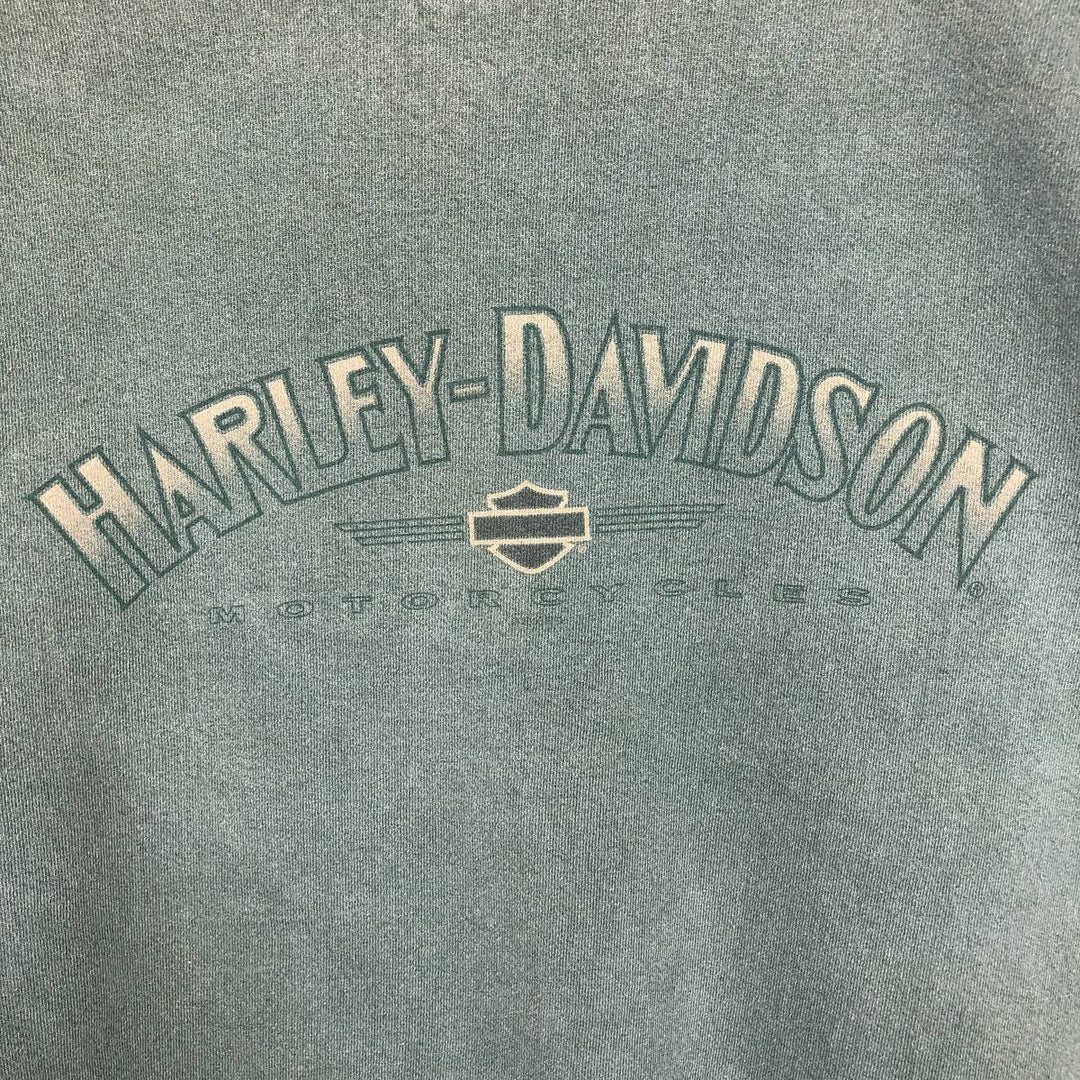 Harley-Davidson Advertising Sweatshirt, Made in USA, Men's XL cotton Khaki type sage green Vintage Second Hand