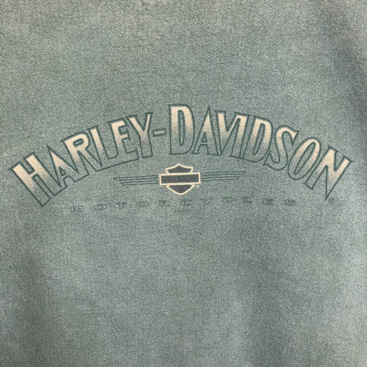 Harley-Davidson Advertising Sweatshirt, Made in USA, Men's XL cotton Khaki type sage green Vintage Second Hand