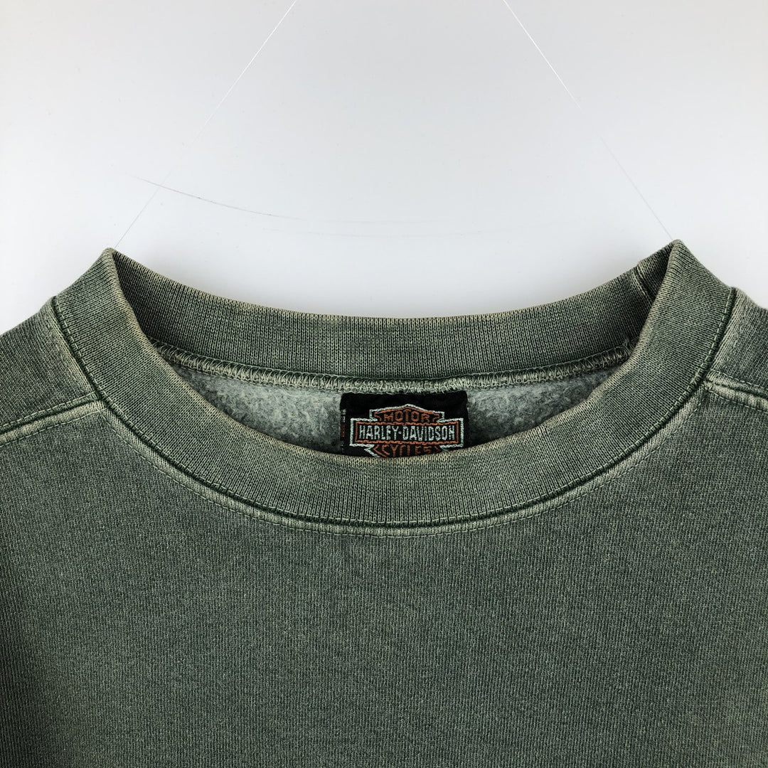 Harley-Davidson Advertising Sweatshirt, Made in USA, Men's XL cotton Khaki type sage green Vintage Second Hand