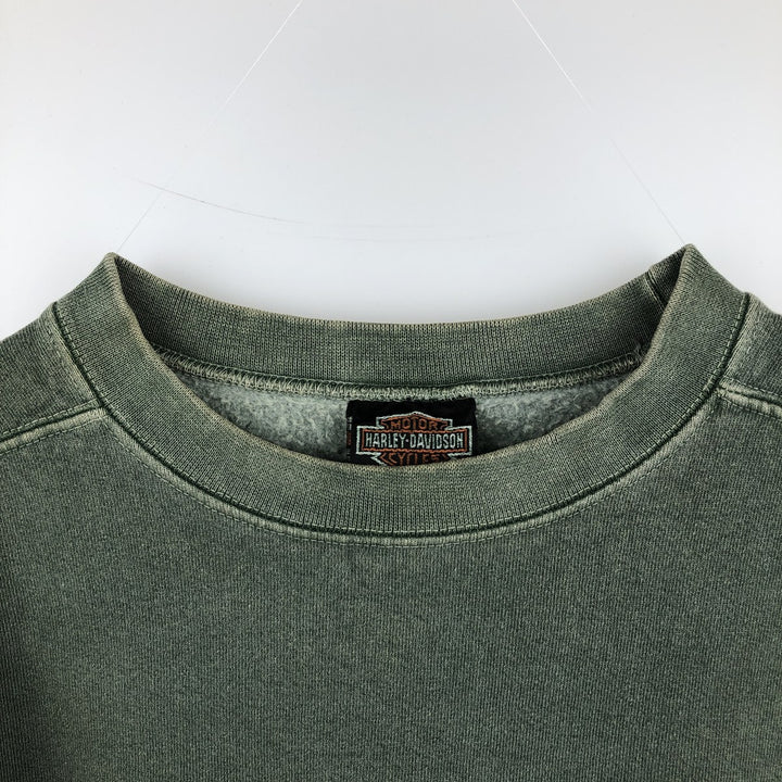 Harley-Davidson Advertising Sweatshirt, Made in USA, Men's XL cotton Khaki type sage green Vintage Second Hand