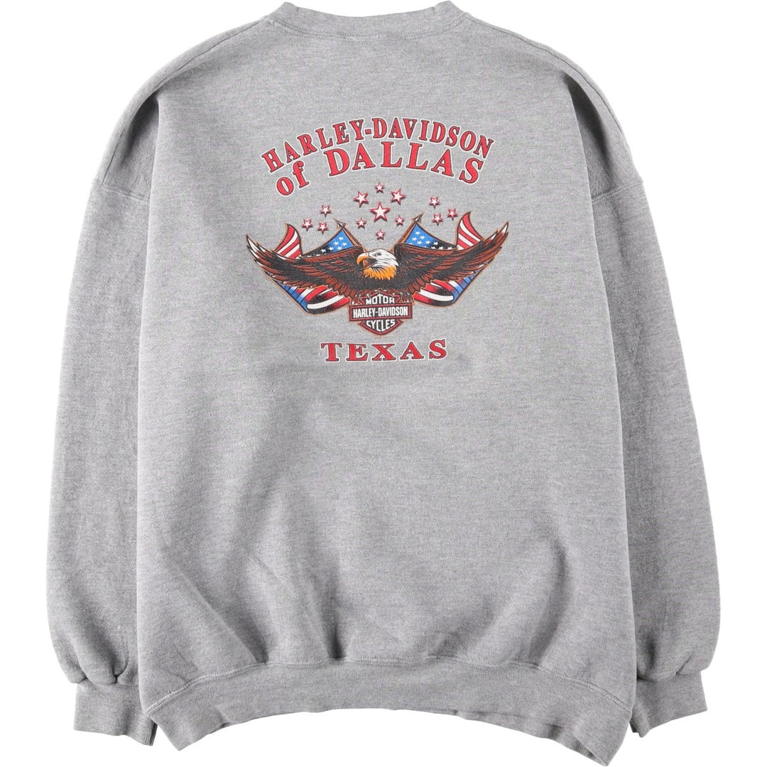 2000'S Harley-Davidson Eagle Pattern Stars and Stripes Advertising Sweatshirt, Men's Size XL (approx.) cotton gray type Vintage Second Hand