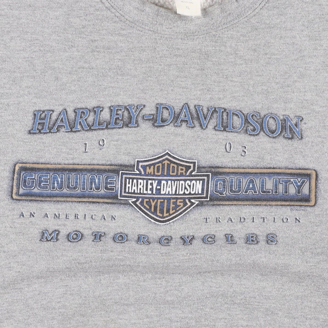 2000'S Harley-Davidson Eagle Pattern Stars and Stripes Advertising Sweatshirt, Men's Size XL (approx.) cotton gray type Vintage Second Hand