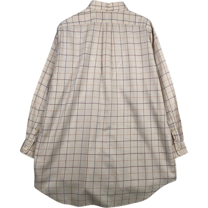 Ralph Lauren Golf Tilden long-sleeved button-down check shirt, men's size L cotton Beige type Vintage Second Hand