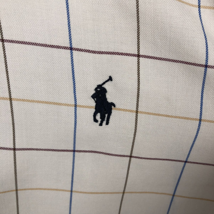 Ralph Lauren Golf Tilden long-sleeved button-down check shirt, men's size L cotton Beige type Vintage Second Hand