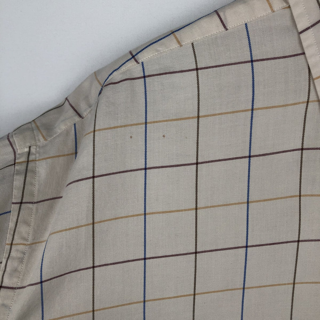 Ralph Lauren Golf Tilden long-sleeved button-down check shirt, men's size L cotton Beige type Vintage Second Hand