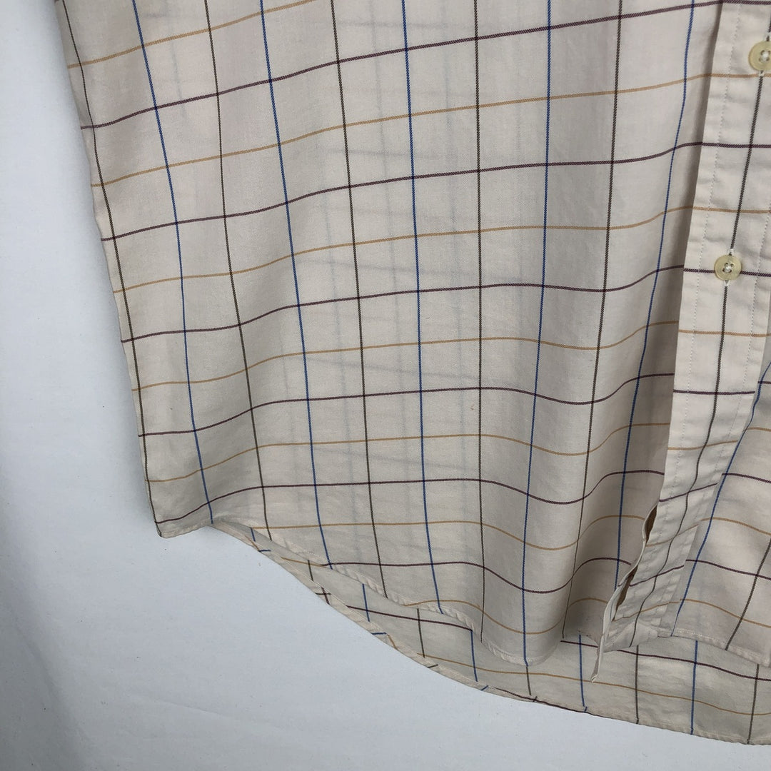 Ralph Lauren Golf Tilden long-sleeved button-down check shirt, men's size L cotton Beige type Vintage Second Hand
