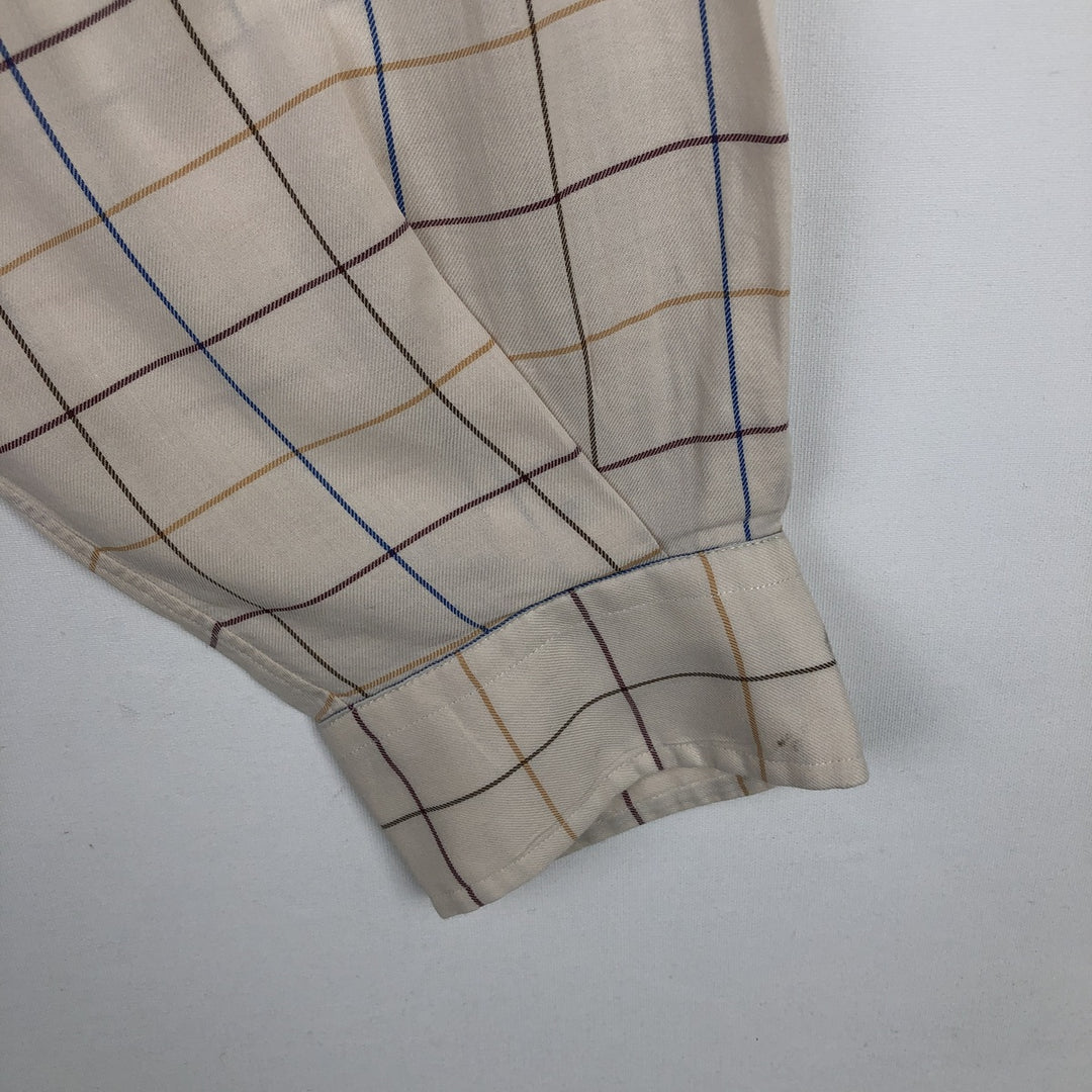 Ralph Lauren Golf Tilden long-sleeved button-down check shirt, men's size L cotton Beige type Vintage Second Hand