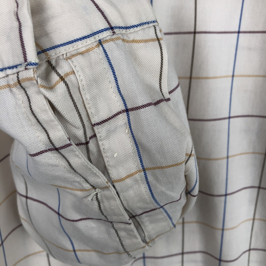 Ralph Lauren Golf Tilden long-sleeved button-down check shirt, men's size L cotton Beige type Vintage Second Hand